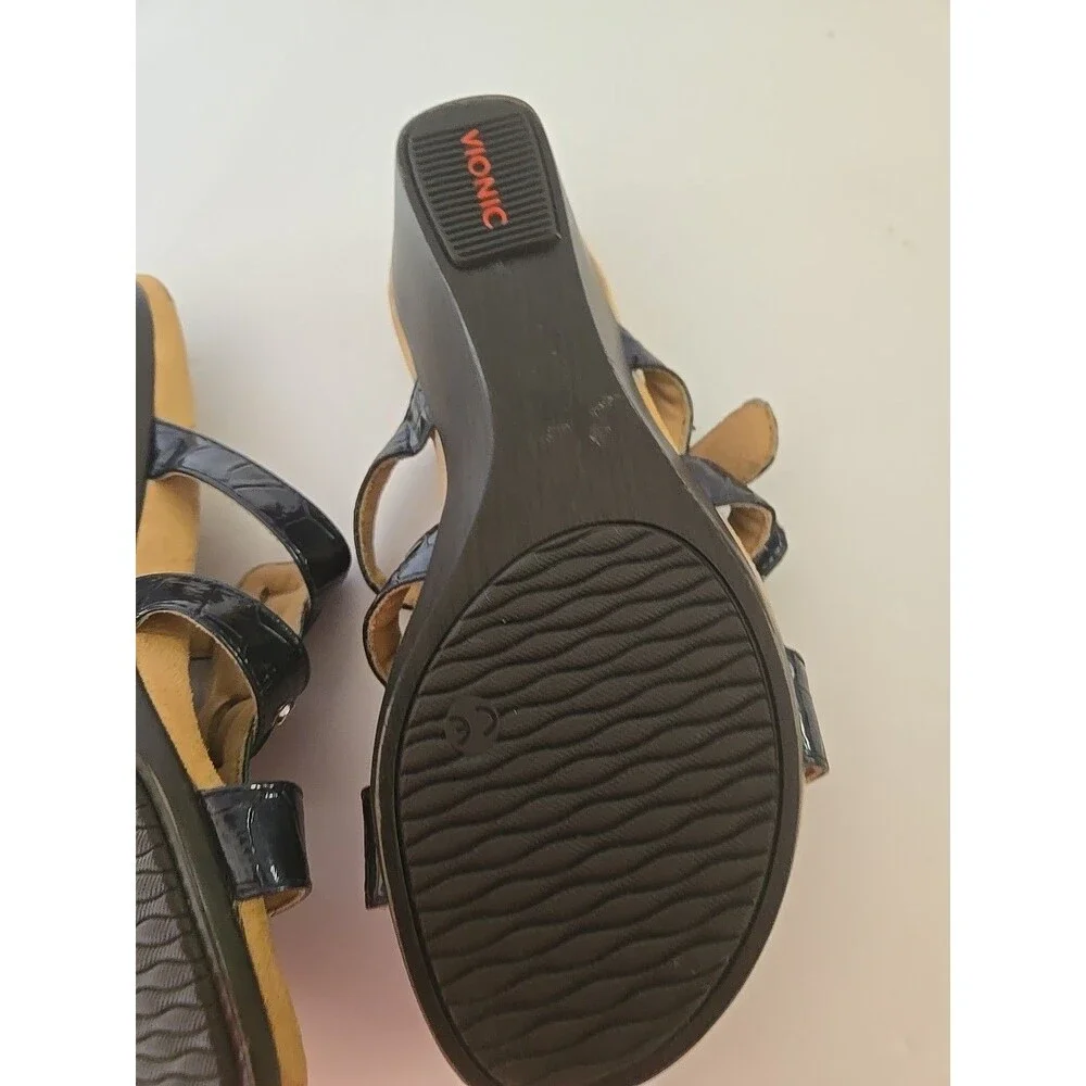 Vionic Women's 381 Park Radia Navy Blue Cork Wedge Sandals Shoes Size 6 M EUC - Picture 6 of 15